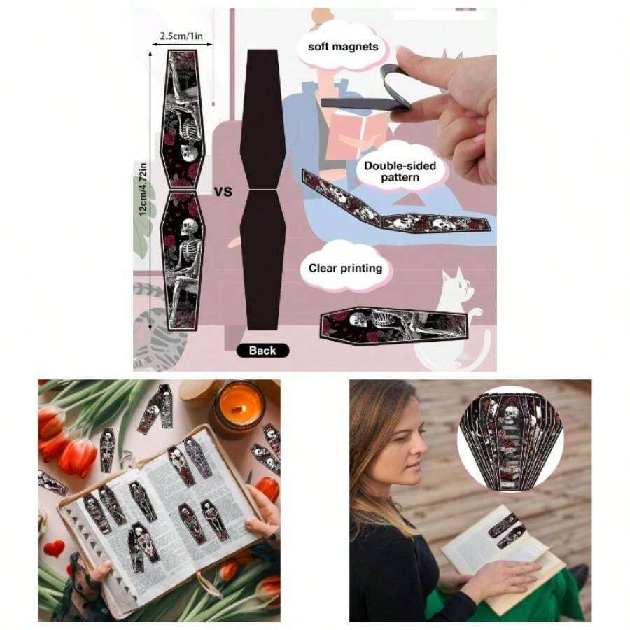 - Marcador magntico cristiano espaol u2013 30 marcadores magnticos con versculo de la Biblia, escritura, paisaje, marcadores religiosos, inspiradores, marcadores de pgina, para estudiantes, - Ataúd esqueleto - Ver 1