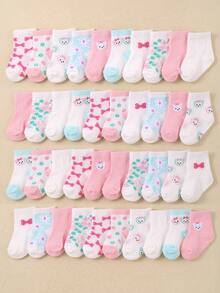 30/20/10/5/1 Pairs Baby Girls' Pink Series Casual Sheer Ankle Socks, Featuring Minimalist Striped, Daisy And Bow Designs, Suitable For Toddlers, All Seasons. Christmas/Thanksgiving Gift, Ankle Socks - Multicolor - View 4