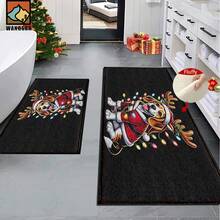 1 pieza /2 piezas Alfombra antideslizante para baño con estampado de perro, alfombra antideslizante de fibra súper, imitación de cachemir absorbente y de secado rápido, adecuada para puertas, baños, cocinas y otras ocasiones, lavable a máquina, antideslizante, decoración diaria, se puede regalar - Multicolor - Ver 2