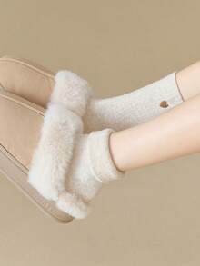 1/3 Paar Damen Kniestrümpfe, warme & flauschige Wollsocken, geeignet für Herbst/Winter, zufällige Farben, bequem - Verschiedenfarbig - Übersicht 5