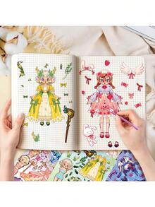 Pegatinas reutilizables: Set de 6/12 pegatinas únicas de princesas de dibujos animados para diversión de vestir - Apto para mayores de 14 años