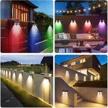 2/4 Packs Solar Fence Light RGB Color Changing Outdoor Garden Yard Decor Step Lamp IP65 Waterproof Pathway Wall Stair Lamp Balcony - Multicolor - View 3