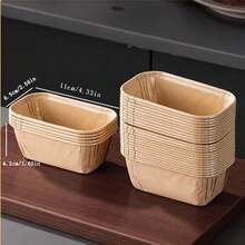 10 件防油烘焙杯 - 矩形迷你面包、蛋糕和松饼盒，带凹槽边缘，可堆叠设计，烘烤均匀，适用于面包、纸杯蛋糕、甜点（烘焙安全）、烘焙配件、凹槽边缘设计