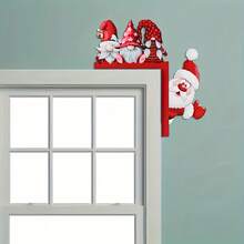 1 قطعة لافتة زاوية الباب بشكل سانتا كلوز الخشبية - ديكور عيد الميلاد الفاخر بقبعة حمراء وبيضاء، مثالية لأطر أبواب المنزل والمكتب، وديكور جدران الغرف، ولوازم حفلات العطلات