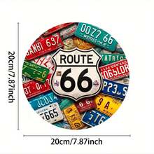 1pc Route 66 Themed Metal Tin Sign, Vintage License Plate Design, 8x8 Inch Round Wall Art Decor Bar, Cafe, Club - Iron Construction - Nhiều màu - Xem 10