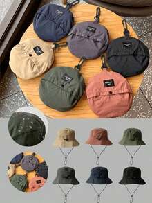 1 件男/女速干纯色钓鱼帽，宽边休闲户外太阳帽，涤纶材质