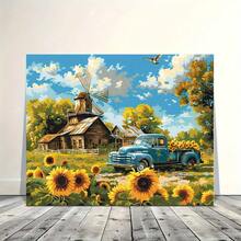 2D Flat, 1pc Framed Canvas Wall Art, Charming Sunflower Canvas Wall Art Wooden Framed Print For Living Room, Bedroom, Kitchen & Office Decor - Perfect Christmas Gift, Perfect For Room Decor 15.7*11.8 Inches/ 40*30cm