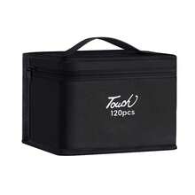[Large Capacity - 168 Pieces] Professional Art Markers Storage Bag - Black Drawing Tools Bag - Sketching, Coloring Pens, Makeup Brushes Portable Pen Bag,Pencil Case,Stationery - Black - View 10