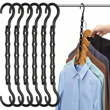 3/6-Pack Magic Hook Plastic Clothes Hanger Connectors Are Made Of Thickened ABS Plastic And Come With Multiple Hooks. The 5-Ring Design Saves Space, Provides Non-Slip Storage, And Features An American-Style Rotating Windproof Device.