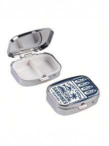 1pc FINEST HOME MADE Metal Box, Dual Compartment Convenient Square Pill Box, Multi-Functional Vitamin, Capsule, Tablet And Jewelry Storage Box, Best Home & Friend Gift, Portable Pocket Size, Cute Medicine Organizer, Medical Pill Case, Personal Medication Bottle, Jewelry Box, Medication Organizer, Fun Design, Cubic Container, Durable Shell, Moisture-Proof Material, Portable Medical Kit, Pill Divider, Travel Essential, Home Gift - Multicolor - View 7