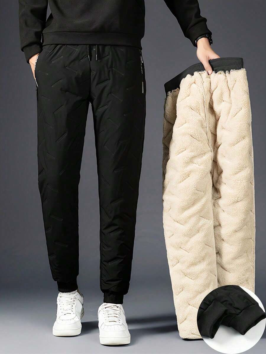 1PC Men's Fashionable And Versatile Winter Thickened Pants, Stylish Striped Casual Long Pants - A Gift For Husbands, Boyfriends, Or Partners, Fall