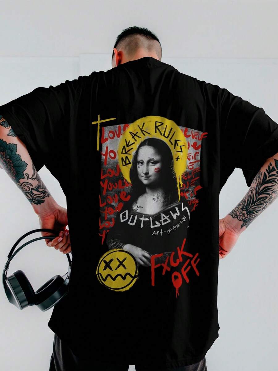 Shirt T-Shirt StreetMonalisa Oversized Streetwear Unisex Ref3910 - 黑色 - 查看 1