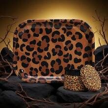 Leopard Pattern Rolling Tray Set, Includes 180*140mm Rolling Tray, 4-Layers Aluminum Alloy Grinder |  Smoking Accessories Kit, For Friends, Families, And Smokers - Beo - Xem 5
