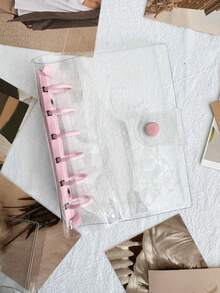 A7 极简透明活页笔记本和计划本、月度网格/横线/空白活页日记本和封面、笔记本套、可再填充活页夹收纳盒、A7 活页日记手册、PVC 活页夹套 - 彩色 - 查看 10