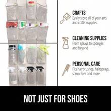 Breathable Mesh Large 24 Pocket Shoe Organizer, Holds to 40 Pounds, Sturdy Hooks, Space Saving, Over Door, Storage Rack Hangs on Closets Shoes, Sneakers or Home Accessories, Linen - Paquete de 1 + Lino - Ver 8