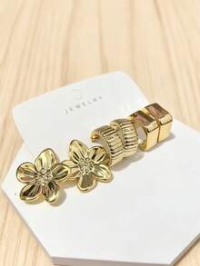 6-18件套女士时尚首饰金耳环套装，简约优雅 - 彩色 - 查看 8