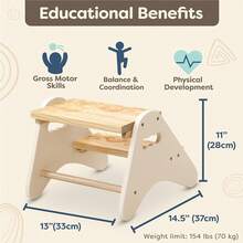 b. Spaces – Escalera de Madera para niños – Escalera para el Dormitorio, baño o Cocina – Muebles para niños – Peek-A-Boost – 2 años + – Peek-A-Boost - Marfíl - Marfil - Ver 4