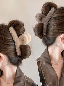 1pc Super Fairy Plush Hair Clip Girl Multi-Purpose Fluffy Hat With A Cute Hairstyle Accessory For A Look Fashion Claw Clips Fashion Hair Clutch Winter Hair Accessories