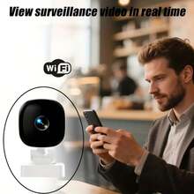 1 كاميرا ذكية صغيرة بدقة 1080P كاملة، تدعم اتصال WiFi، رؤية ليلية عالية الدقة، اتصال صوتي ثنائي الاتجاه، عرض عبر تطبيق الهاتف المحمول، كشف الحركة وميزات أخرى، إمداد طاقة عبر USB، بدون بطارية، مناسبة للاستخدام المنزلي والمكتبي، مناسبة لمراقبة سلامة المسنين والأطفال والحيوانات الأليفة.