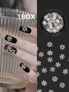 1 Box Christmas Nail Glitter, Silver Snowflake Nail Art Decorations, Snowflake Christmas Gift Nail Design Winter Glitter Nail DIY Decor - Multicolor - View 8
