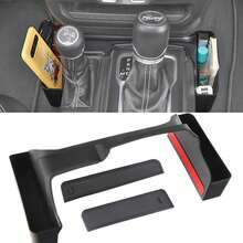 YOCTM - Caja de almacenamiento lateral para consola de cambios para JL JLU Rubicon Sport Sahara Gladiator JT 2018-2024, accesorios interiores, color negro para 4 puertas - Bandeja de agarre - Ver 1