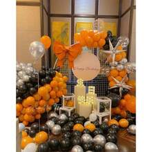 146-Piece Balloon Garland Kit With Latex Balloons In 18", 12", 10", And 5" For Party, Wedding, Birthday, And Graduation Decorations. - Trending, Best Seller, New Arrival, Party Supplies, Elegant Decor, Party Decoration, Wedding & Birthday - 橙色,黑色 - 查看 3
