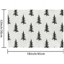 1 pièce/set Napperon en lin blanc avec sapin de Noël, set de chemin de table, 33 cm x 183 cm / 30 cm x 46 cm. Décoration de table de cuisine saisonnière, décoration de Noël pour la maison, décoration pour rassemblement festif