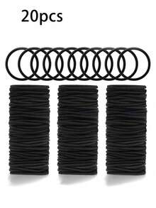 200/100/50/30/20 Pieces Black Hair Ties For Thick And Curly Hair Ponytail Holders Hair Elastic Suitable For Daily Life Hair, Tie Hair, Christmas Make-Up, Bride Make-Up, Outdoor Hair, Shower And Elastic Band Hair Rubber Bands Hair Rope ,Party ,Home,Skincare Accessories