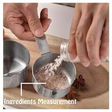 5 Pieces Stainless Steel Measuring Cups Set,  Kitchen Measuring Sets Gadgets Tool,For Cooking & Baking,Measure Dry & Wet Ingredients And Liquid (Cups) - Silver - View 5