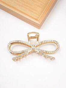 1pc Fashionable Extra Large Rhinestone Bow Hair Claw Clip, Suitable For Wearing, Can Be Given As A Gift Elegant Hair Accessories Elegant Hair Clips Winter Hair Clutch