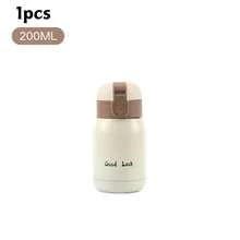 200/350ml Cute Mini  Cup Stainless Steel Thermal Coffee Mug Portable Vacuum Flask Insulated Water Bottle With Button Lid - Màu be1 cái200ml - Xem 13