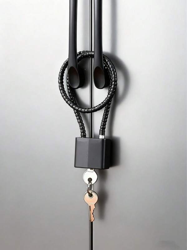 1pc Cable Lock, Cabinet Handle Padlock, 15 Inch Cable Lock For Pistols, Rifles And Shotguns, Home And Storage Gun Lockout And Security Lockers, File Cabinets, Wardrobes, Fridge Doors, Sheds, Pet Door Locks