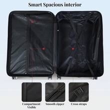 YSTYLE Purple 3 Piece Hardside Luggage Set Lightweight ABS Construction Exceptionally Durable Travel Suitcase Equipped With TSA Approved Locks And Four Double Wheels