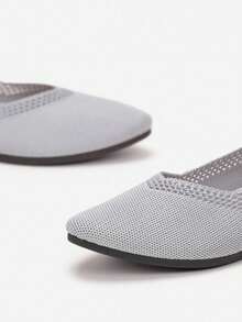 Sapatilhas de balé de malha macia para mulheres, sapatos casuais de verão - Cinza - Ver 5