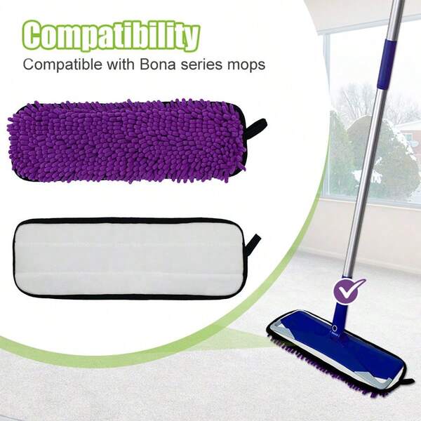 Compatible With Bona Chenier Mop Pad, Washable, Reusable, Thick Absorbent Mop Replacement Head, High Water Absorption, Strong Stain Removal, No Shedding, Easy To Clean, No Shedding, It Is The Best Choice For Daily Cleaning.