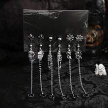 12 cercei gotici cu craniu, liliac, cruce metalică creativă, cercei cu pandantiv cu aripă de păianjen, potriviți pentru ținute de Halloween, cadou pentru prieteni