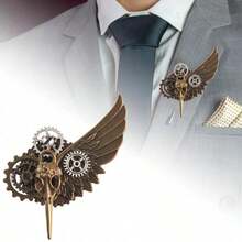 Halloween Steampunk Wings Bird Bone Gear Brooch Gothic Special Pin Accessory Performance Decoration - Bronze - View 6