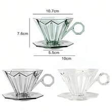 1 pieza Taza de filtro de café hecha a mano, octagonal de diamante, mango anti-escaldadura, material PCTG reforzado, alta transparencia, embudo de taza de filtro de café, ranura de desviación cónica triangular, olla de compartir ajustada, durable, resistente a caídas y fácil de limpiar, utensilios de café profesionales simples y de alta calidad