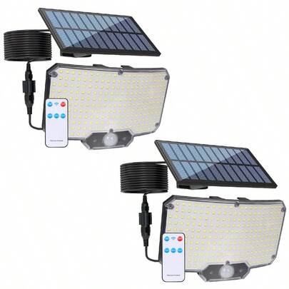 1pc Multifunctional 234LED Solar Wall Light With Motion Sensor With Remote Control 3 Brightness Modes Suitable For Patio Porch Camping And Outdoor Floodlights In Backyard