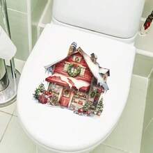 Pegatinas de inodoro navideñas, pegatinas de muñeco de nieve lindas y divertidas, pegatinas de inodoro de muñeco de nieve para decoración navideña del hogar