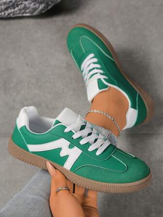 女士休闲百搭运动鞋，时尚、舒适、耐用橡胶软底运动鞋，透气、轻便、拼接设计