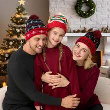 Paquete de 2 gorros de punto con luz LED para Navidad, gorro de punto (batería incluida con 3 modos intermitentes) - 1 - Ver 7