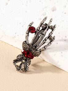 1pc Gothic Style Crystal Rhinestone Claw Brooch, Suitable For Women On Halloween, Birthday, Date, Party, Holiday, Casual Wear