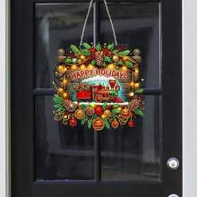 2D Flat 5D Christmas Train Diamond Art Acrylic Hanging Chain, Christmas Train Pattern DIY Desktop, Cabinet Window Decor, All Year Round Display For Thanksgiving, Mother's Day, Halloween, Christmas Surprise