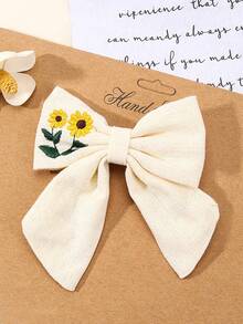 1 pieza Clip de pelo con decoración de flores y girasol bordados elegante para niñas, para decoración diaria, pasador de pelo con garra estilo bohemio, accesorios escolares, atuendos de invierno para niñas, atuendos de vacaciones para niñas, lazos, lindo, regalo de Navidad para hija