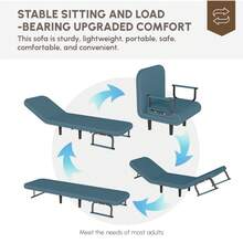 Fabulcozy Colchón/sofá cama ajustable y plegable, chaise longue multifuncional 3 en 1 para espacios reducidos, funda de lino extraíble, capacidad de carga 135 kg (azul)