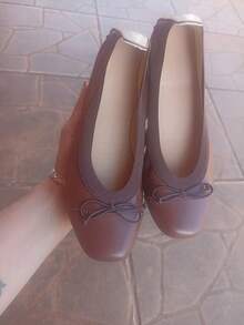 Women's Compact Folding Flats With Square Toe - Rust Brown - View 5