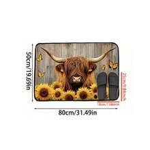 1 件高地牛和向日葵图案设计厨房垫,带防滑背衬,可机洗,轻质水晶天鹅绒材料地毯适用于卧室、客厅、餐厅、厨房、浴室等场景,完美的春季装饰地毯 - 彩色 - 查看 14