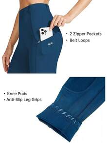 Willit Women's Horse Riding Pants Knee-Patch Equestrian Breeches Horseback Schooling Tights Zipper Pockets - Peacock Blue - 查看 4