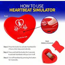 Simulador de latido cardaco recargable con para aliviar la ansiedad de mascotas y ayuda calmante para tu gato, gatito, perro y cachorro - Rojo - Ver 9